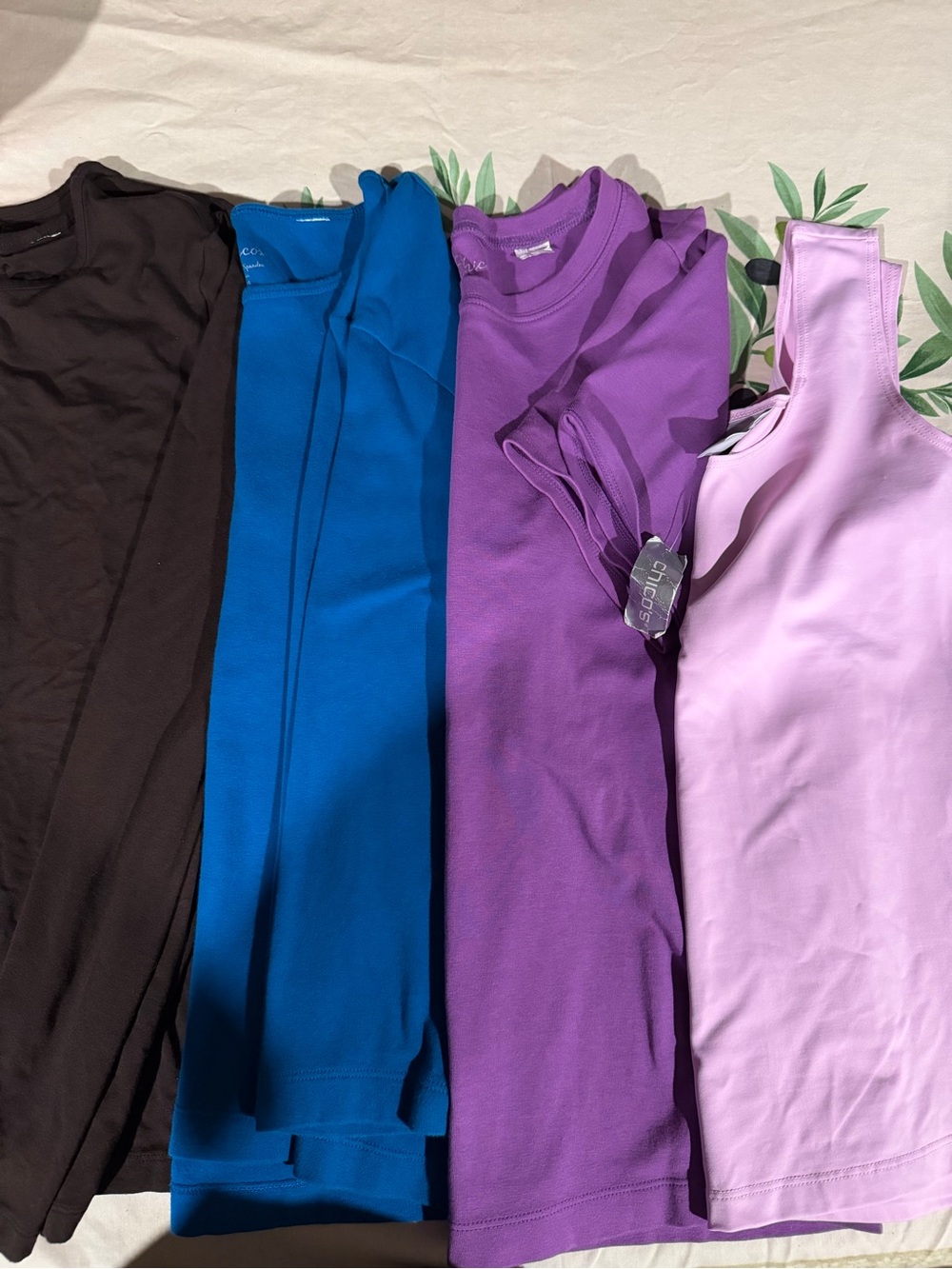 Chico's size 1 - shirt set 4 piece  Purple blue brown and lilac